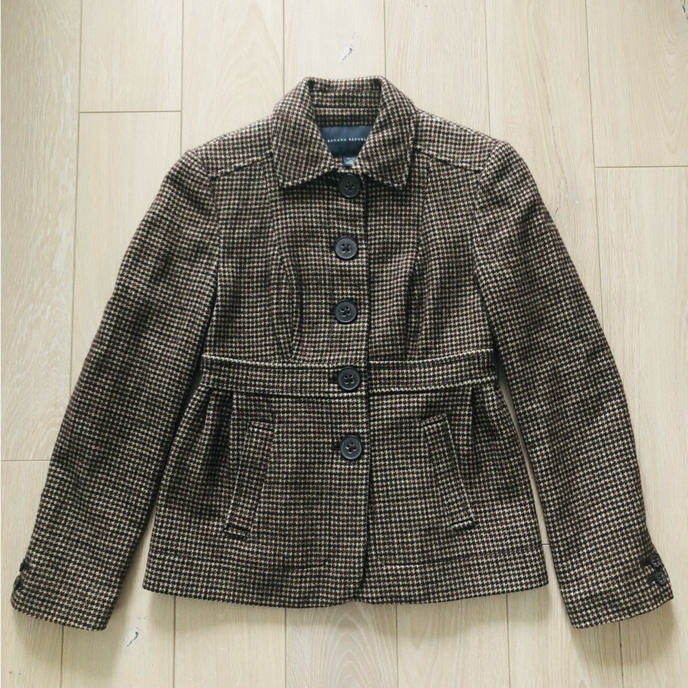 Banana Republic Wool Blend Houndstooth Jacket